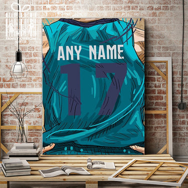 Charlotte Jersey Custom Canvas Print Wall Art for Boy Girl Men Women Basketball Personalized Canvas Art